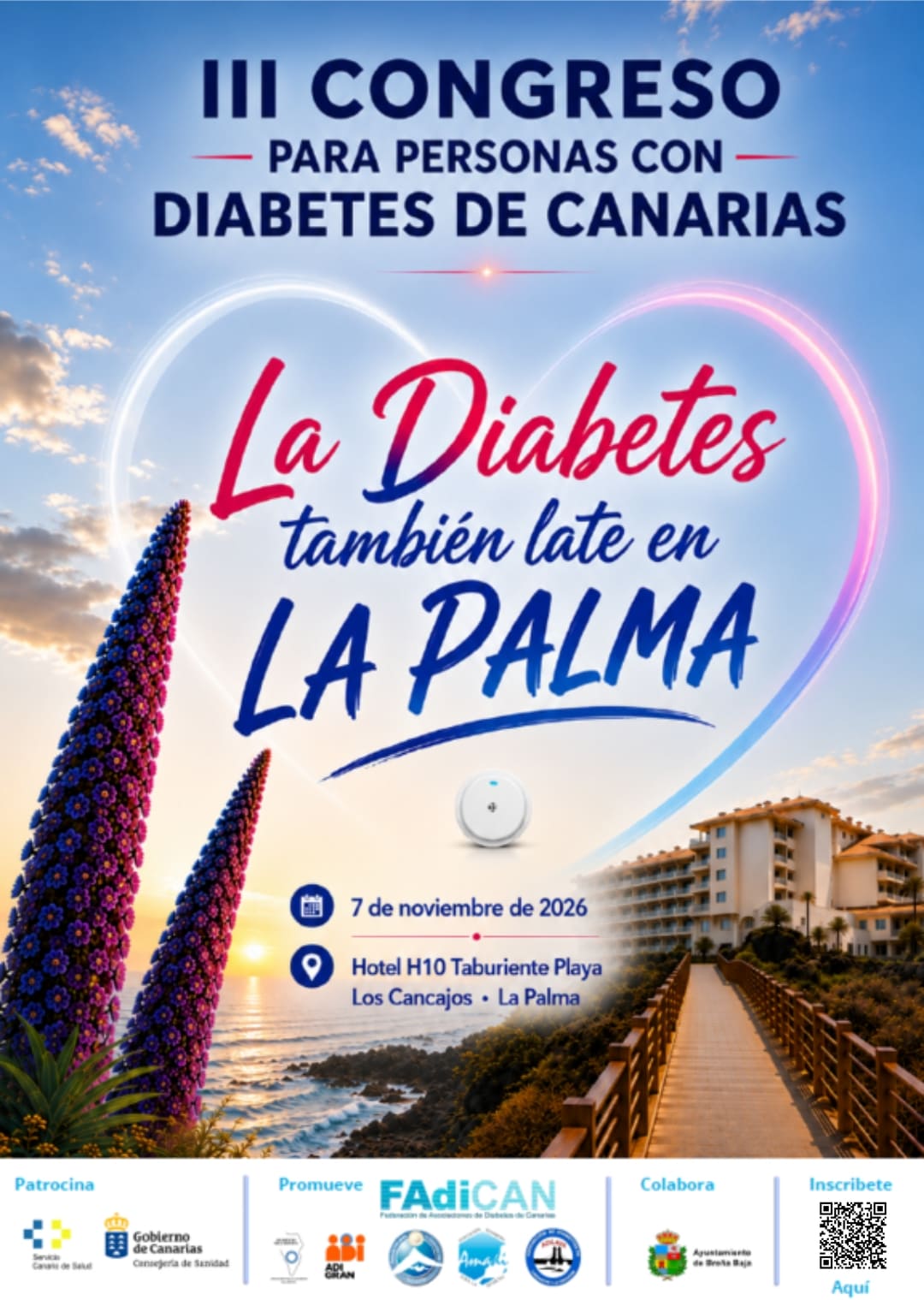 Cartel del III Congreso para Personas con Diabetes de Canarias 2026 en La Palma